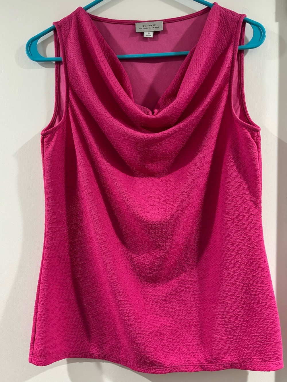 Tahari Fuchsia Draped Cowl Neck Sleeveless Top